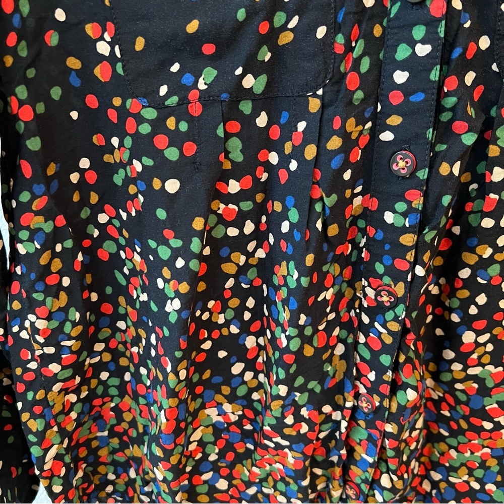 ANTHROPOLOGIE Maeve Wynwood Boho Polka Dot Button Down Blouse - Picture 11 of 13